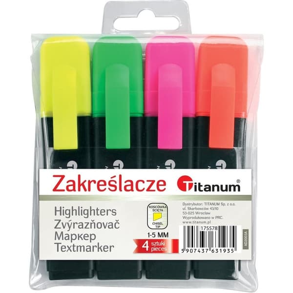 Highlighter 1-5mm 4 farver Titanum