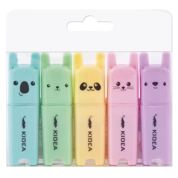 Kidea animal highlighters 5 stk