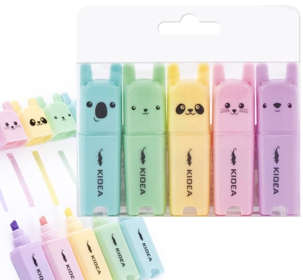 Kidea animal highlighters 5 stk