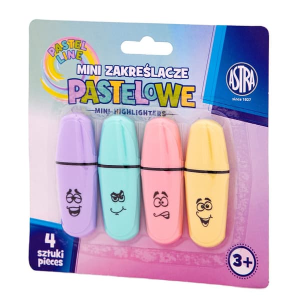 Mini pastel highlighters 4 stk blister Astra