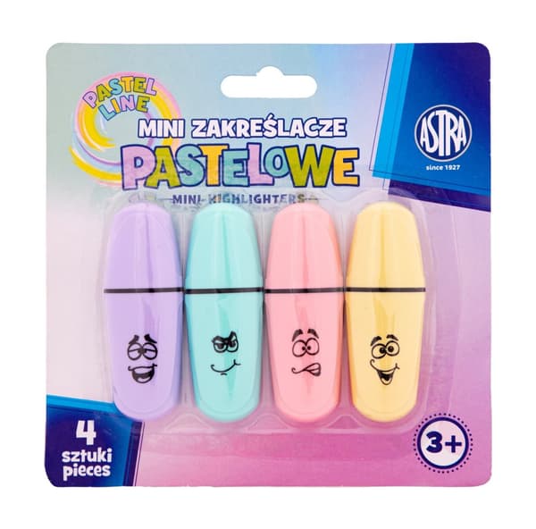 Mini pastel highlighters 4 stk blister Astra