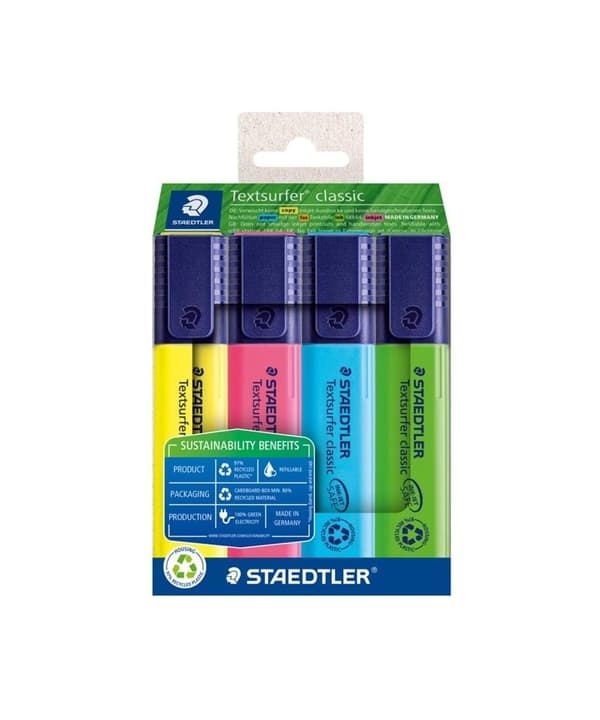 Kikkertstik 4 farver EcoLine Textsurfer Classic Staedtler
