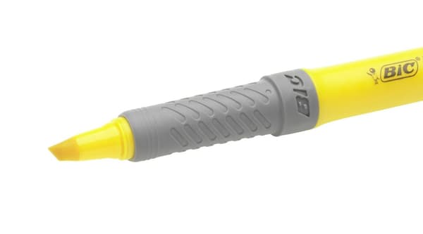 Överstrykningspenna BIC Grip Gul 12st