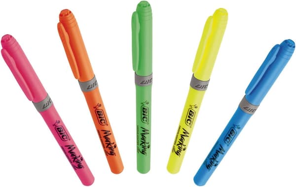 Överstrykningspenna BIC Grip Gul 12st