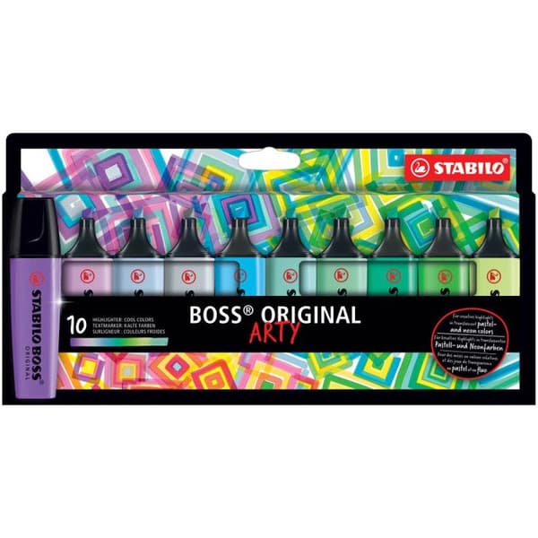 Surlightern - STABILO - BOSS ORIGINAL ARTY - 10 stycken - Kalla färger - Hög kvalitet