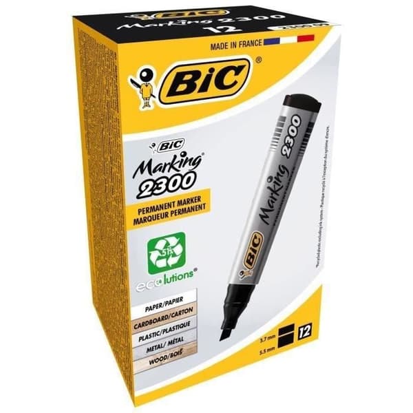 BIC® - Box BIC® Marking® 2300 x 12 - Svart bläck