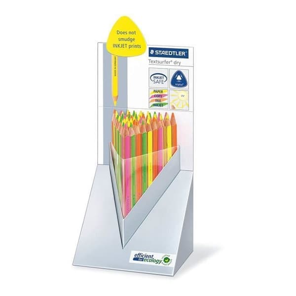 Textsurfer® dry 128 64 - Visning av 48 olika stora modul triangulära torra överstrykningspennor