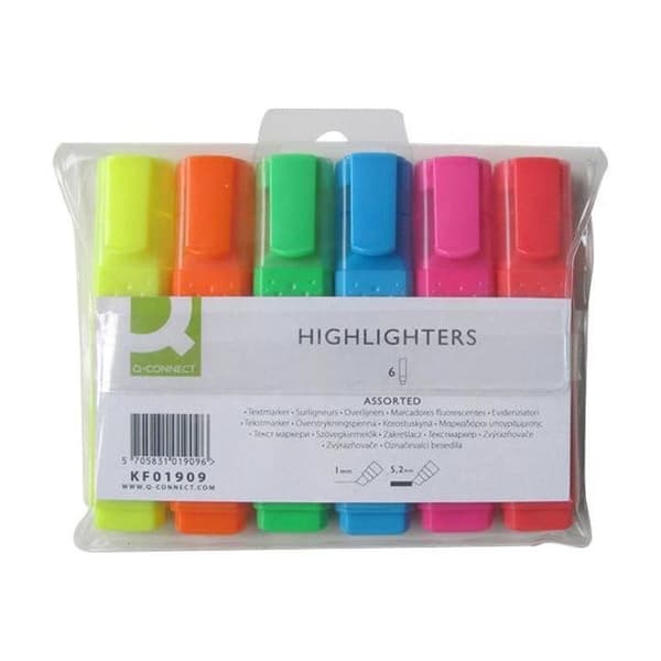 Q-CONNECT Highlighter blandade färger paket med 6