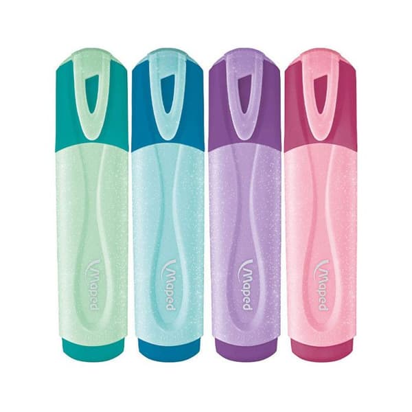 Surlinjare - Maped - FLUO PEPS Glitter Pastell - Förpackning med 4 - Biseaud spets - Glittrande bläck