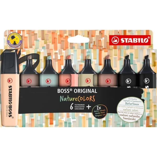 Surligneur - STABILO - Boss Original - NatureColors - 8 st - Ekologisk och praktisk