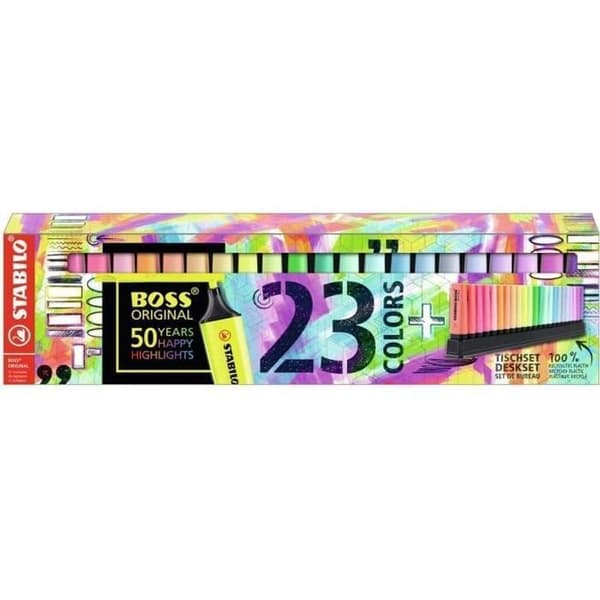 Skrivbordset - STABILO - 23 Marker i fluorescerande och pastell - 50-årsjubileumsutgåvan.