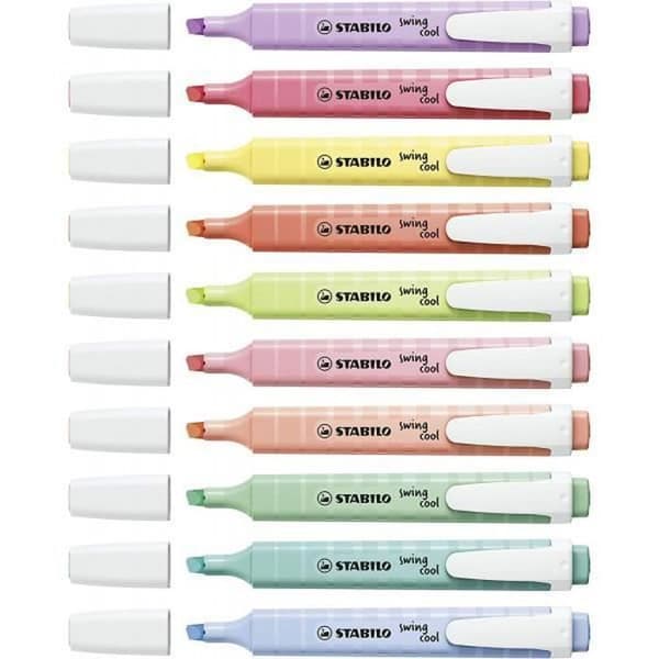 Surlijare - Stabilo - Swing Cool - Paket med 8 - Pastellfärger - Sned spets 1-4 mm