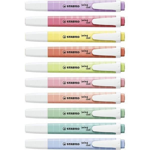 Surlijare - Stabilo - Swing Cool - Paket med 8 - Pastellfärger - Sned spets 1-4 mm