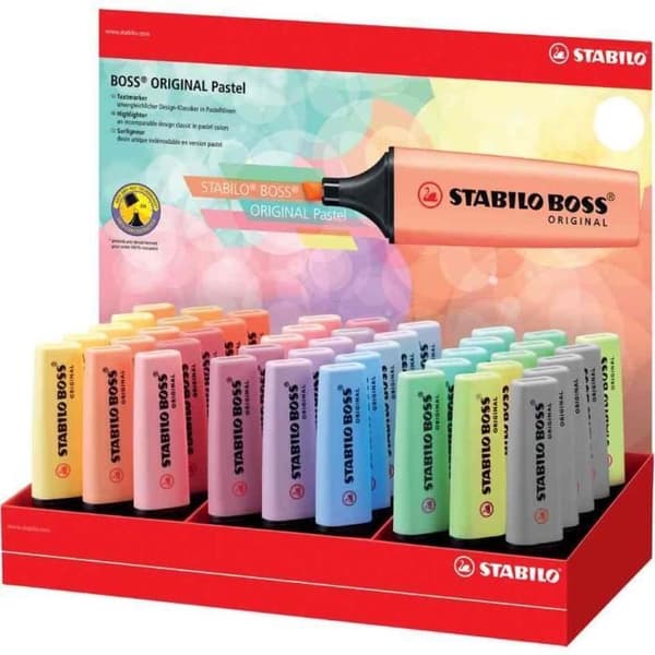 Surligneur - STABILO - BOSS ORIGINAL - Pastell - Utställning med 45 - Sned spets 2-5mm