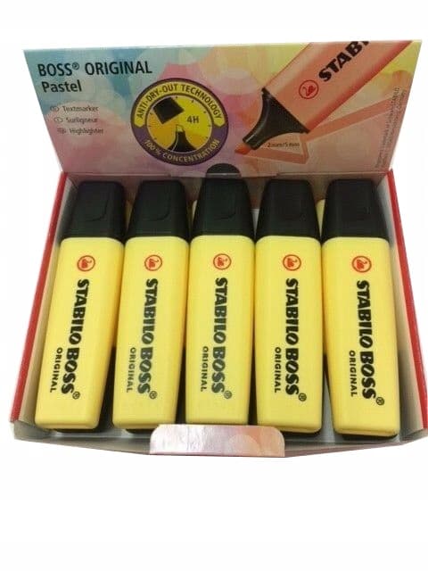 STABILO BOSS PASTEL GUL HIGHLIGHTERS 10 stk