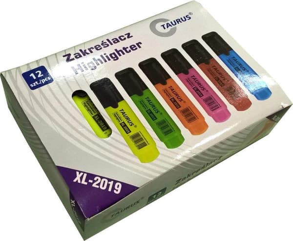 FLUORESCERENDE TEKST HIGHLIGHTERS GUL 12stk