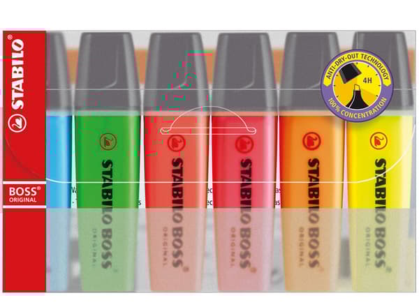 HIGHLIGHTER STABILO BOSS ORIGINAL SÆT MED 6