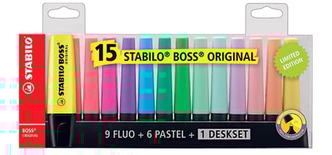 Stabilo Boss Highlighter 15 farver 7015-01-5