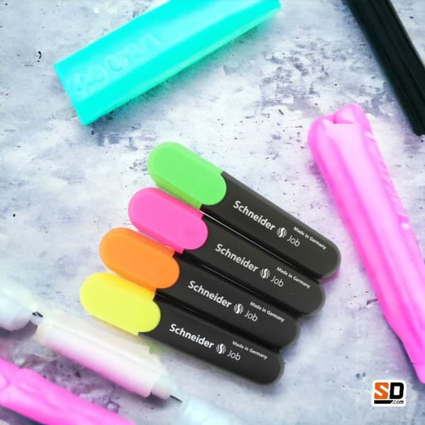Surliner - SCHNEIDER - Job - Pack av 4 - Gul, orange, rosa och grön - Blandad