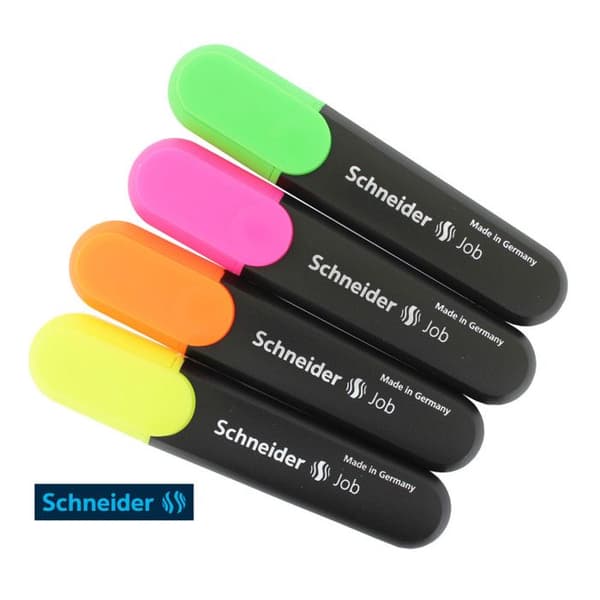 Surliner - SCHNEIDER - Job - Pack av 4 - Gul, orange, rosa och grön - Blandad