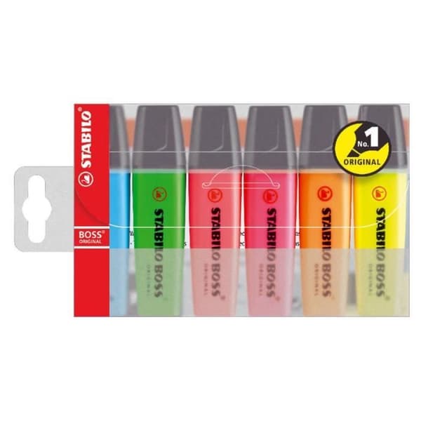 Mejselpunkt highlighters - 5 mm - 6 olika färger