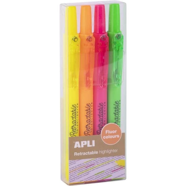 "Surlinerare - Apli - 18932 - Paket med 4 - Snedspets - Klara fluorescerande färger"
