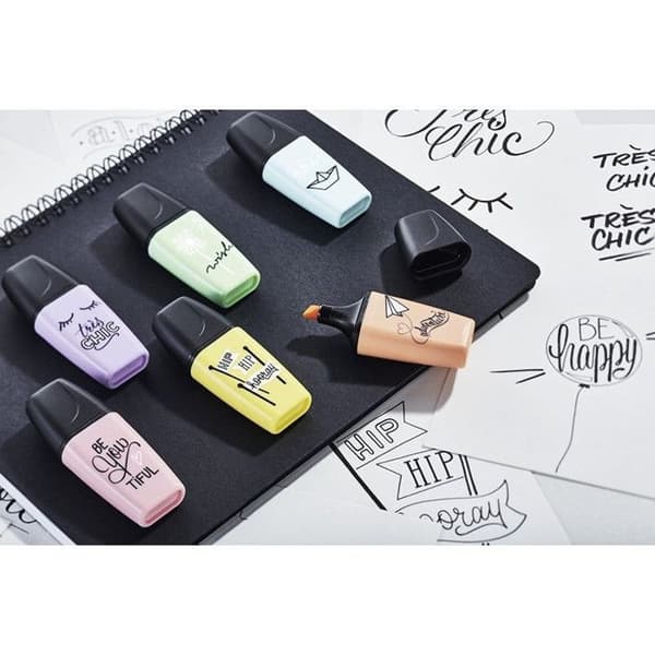 Stabilo BOSS MINI Pastellove Highlighter mintgrön, antikrosa, banangul, persikorosa, mellanblå, Glycin 2-5 mm 6-pack