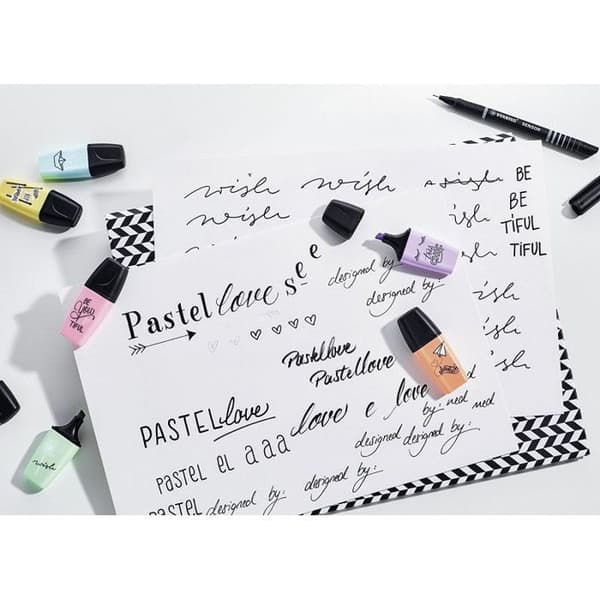 Stabilo BOSS MINI Pastellove Highlighter mintgrön, antikrosa, banangul, persikorosa, mellanblå, Glycin 2-5 mm 6-pack
