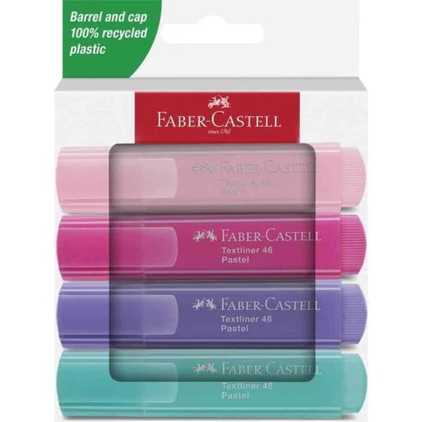 FABER-CASTELL TEXTLINER 46 PASTELL highlighter, etui om 4