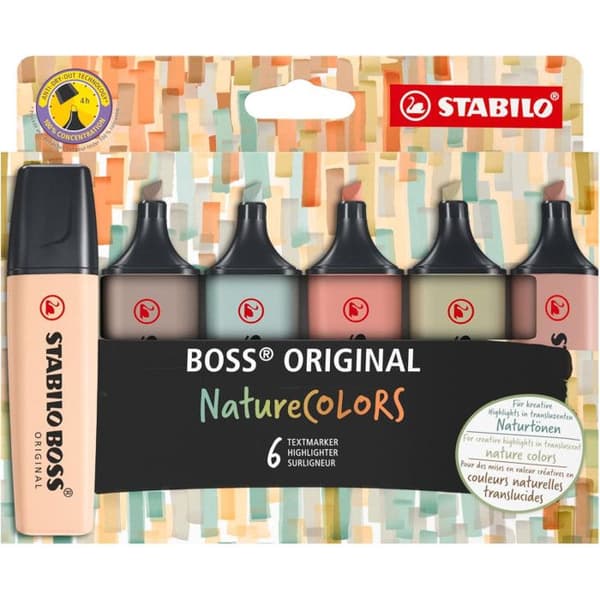 Markörer - STABILO - BOSS ORIGINAL - NatureCOLORS - Skärspets - Vattenbaserad bläck - Motverkar uttorkning