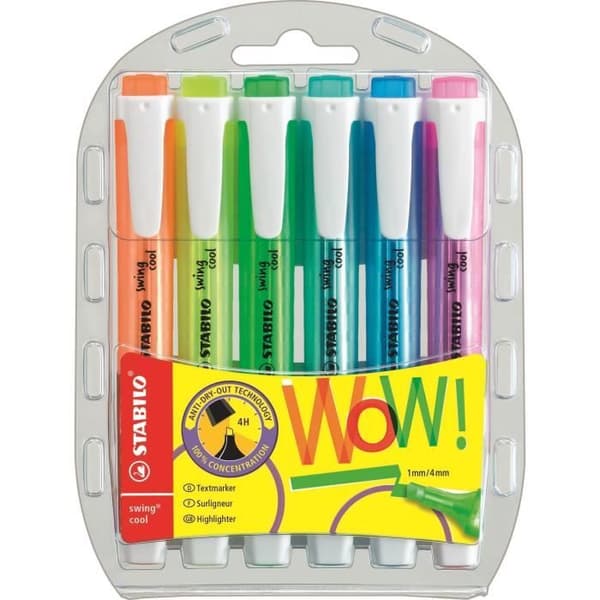 STABILO-påse med 6 Cool Swing Highlighters