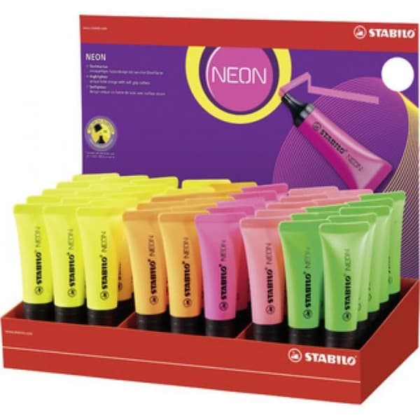 STABILO Highlighter NEON, display på 45 0,000000 Svart