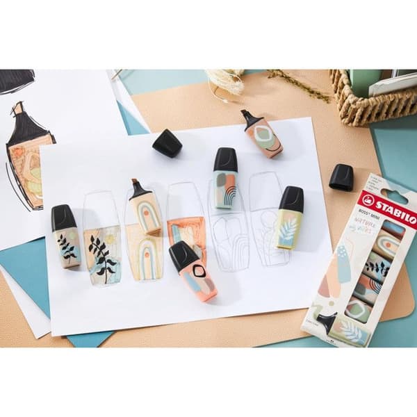 Mini highlighters - STABILO BOSS - Naturevibes - 6 naturliga färger