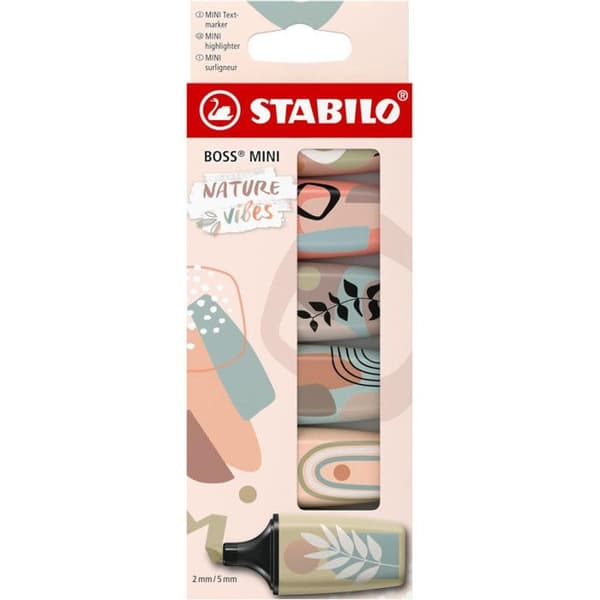 Mini highlighters - STABILO BOSS - Naturevibes - 6 naturliga färger