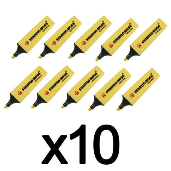 10 highlighters - STABILO BOSS ORIGINAL - Pastell - Kräm av gult