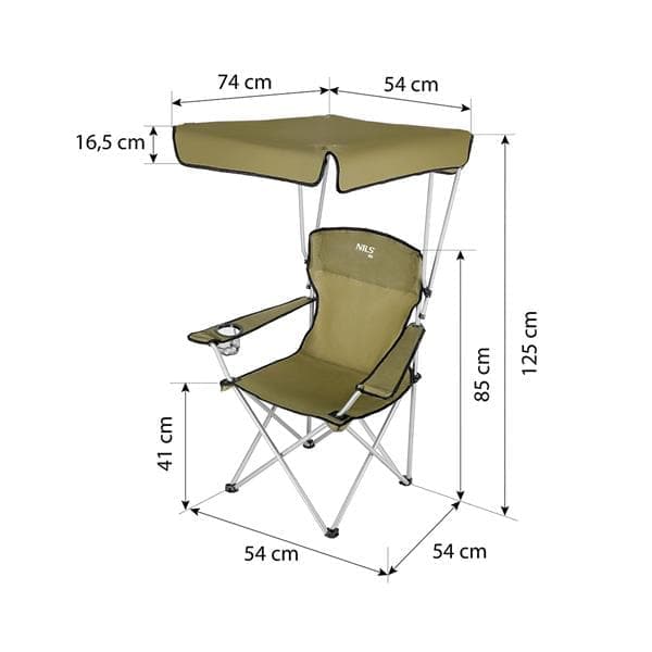 NC3087 GRÖN CAMPINGSTOL MED CANOPY NILS CAMP