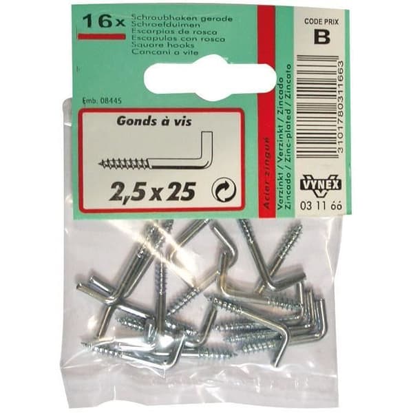 Gängad skruv - förzinkad stål - 2.5x25 mm