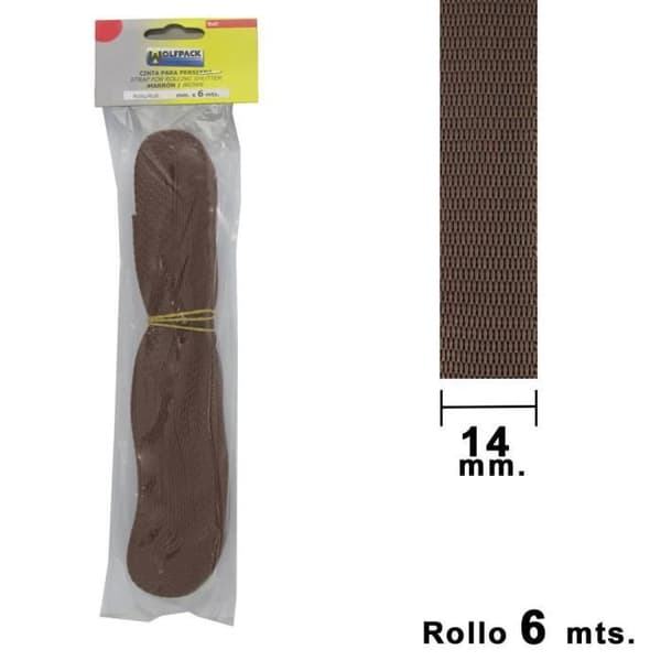 Cinta Persiana Wolfpack Brun 14 mm. Rollo 6 Metro