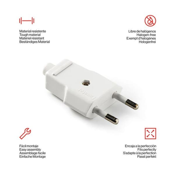 Gångjärn - plugg - möbelgångjärn - pivot Famatel - 1001 - Vit plugg 10 A 250 V