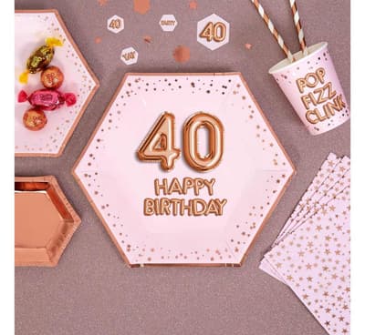 Glitter & Glamour 40 (Pink Gold)- Papperstallrikar