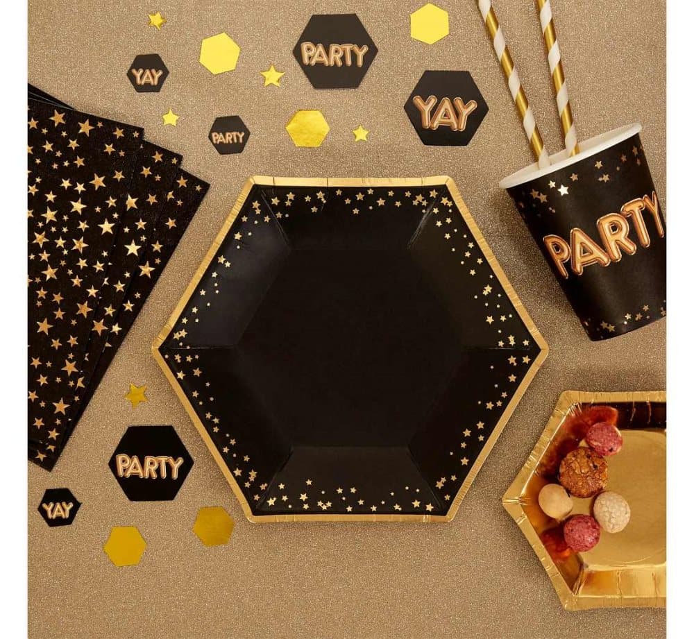 Glitter & Glamour (Black Gold)- Papperstallrikar