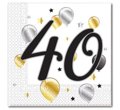 Servetter- Ballonger 40 år