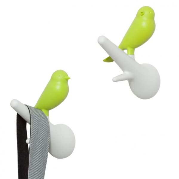 Qualy design Bird Hooks - set of 2 (Vit/Grön)