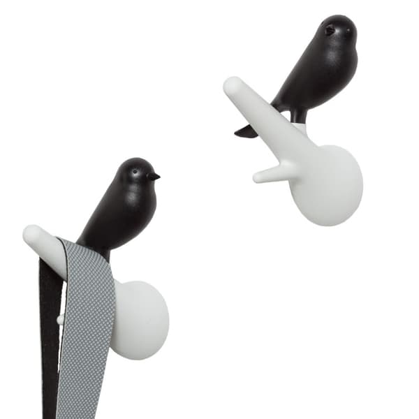 Qualy design Bird Hooks - set of 2 (Vit/Svart)