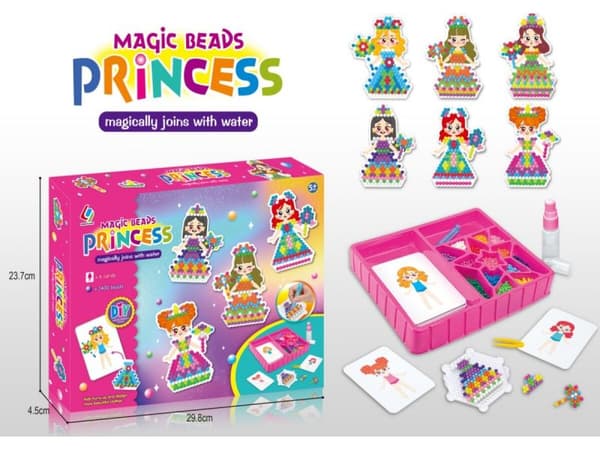 Vandperler PRINCESS Dress Up, kort, tilbehør, 1400 perler