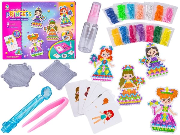 Vandperler PRINCESS Dress Up, kort, tilbehør, 1400 perler