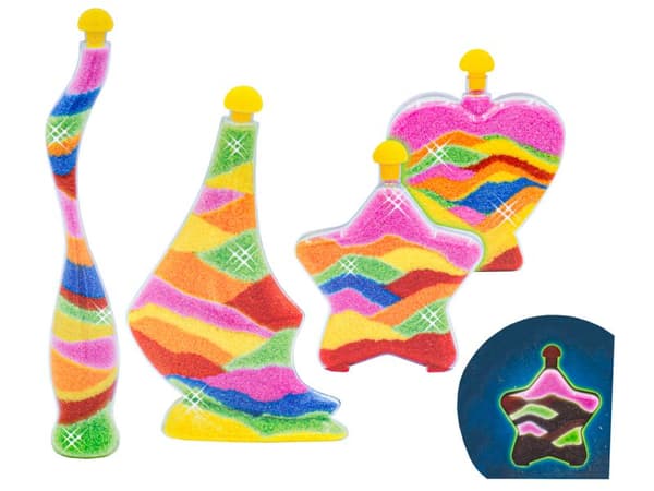 MAGISK SAND TIL FYLDNING, SAND TIL SOVE, SANDKUNST, Farverige flasker - DIY, Kreativt sæt
