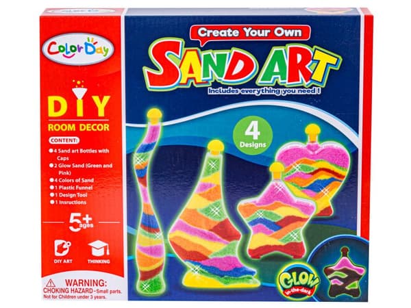 MAGISK SAND TIL FYLDNING, SAND TIL SOVE, SANDKUNST, Farverige flasker - DIY, Kreativt sæt