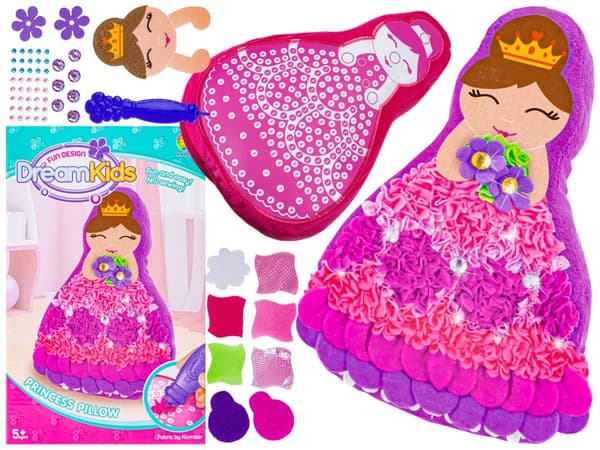 Kreativt sæt med broderi, maskot, syningsplys, dekorativ pude DIY PRINCESS PRINCESS