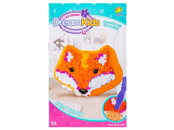 Kreativt sæt med broderi, maskot, syplys, dekorativ pude FOX